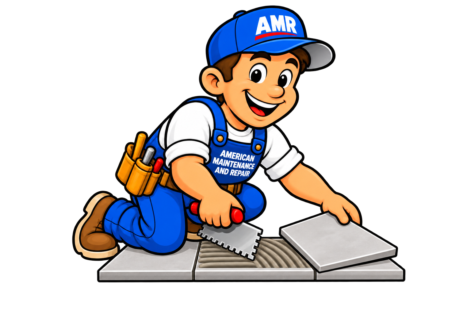 Home AMR Mascot Laying Floor Tiles