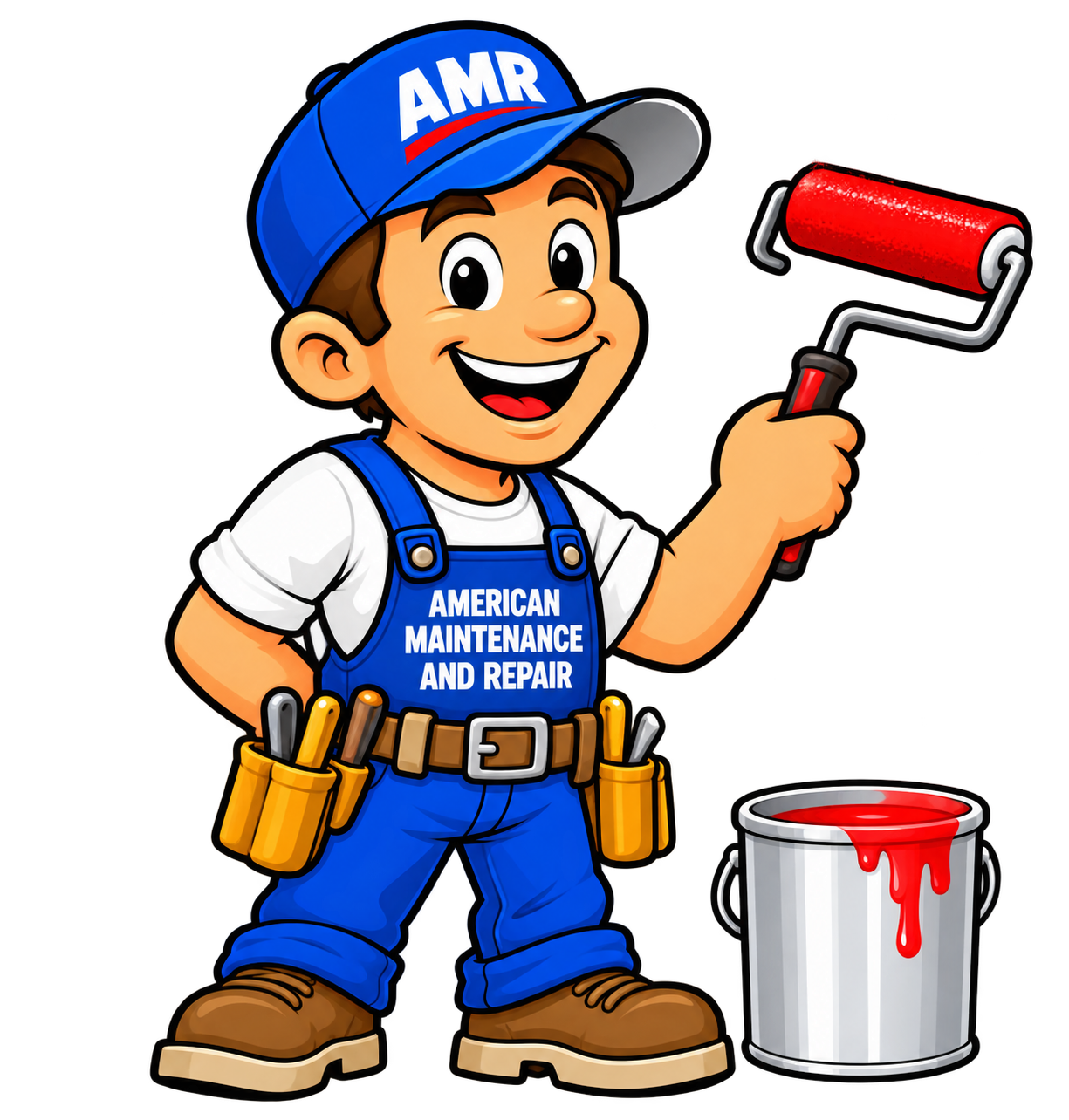 Home Smiling Painting Handyman Mascot Cutout